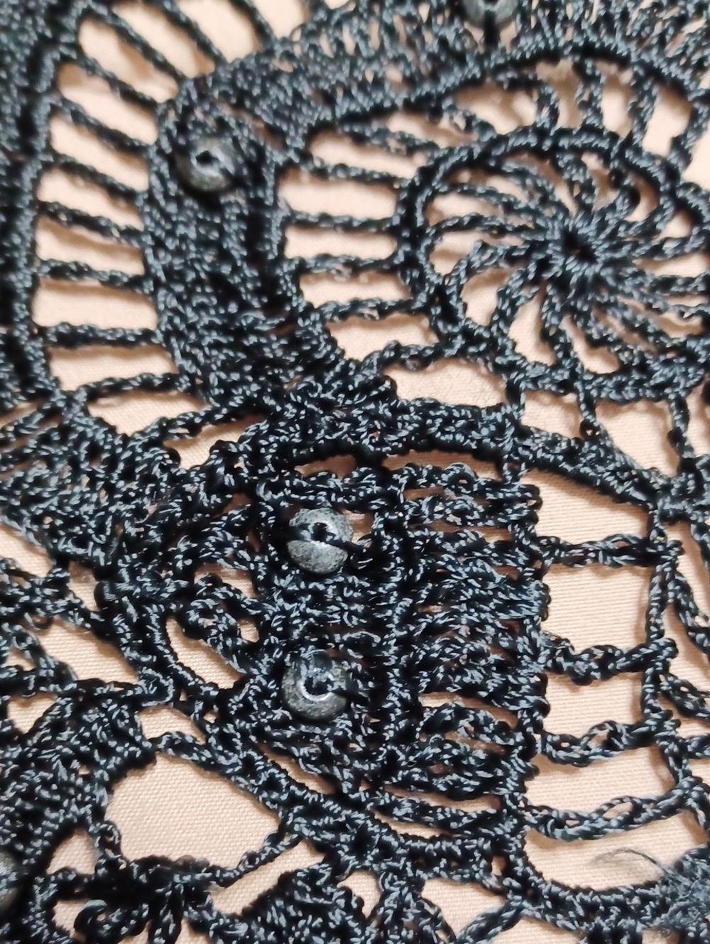 Coldwater Creek Black Open-Weave Fringe Wrap - Picture 6 of 6